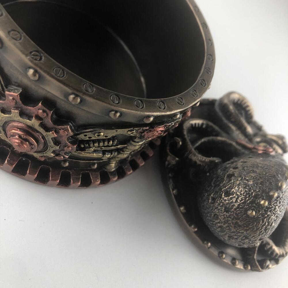 Decorative Bronze Finish Steampunk Octopus Trinket Box Kraken Norse Sea Monster - Picture 8 of 9